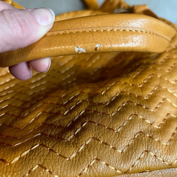 NWOT Big Buddha Mustard Yellow Vegan Leather Herringbone Pattern Shoulder Bag - Picture 8 of 10